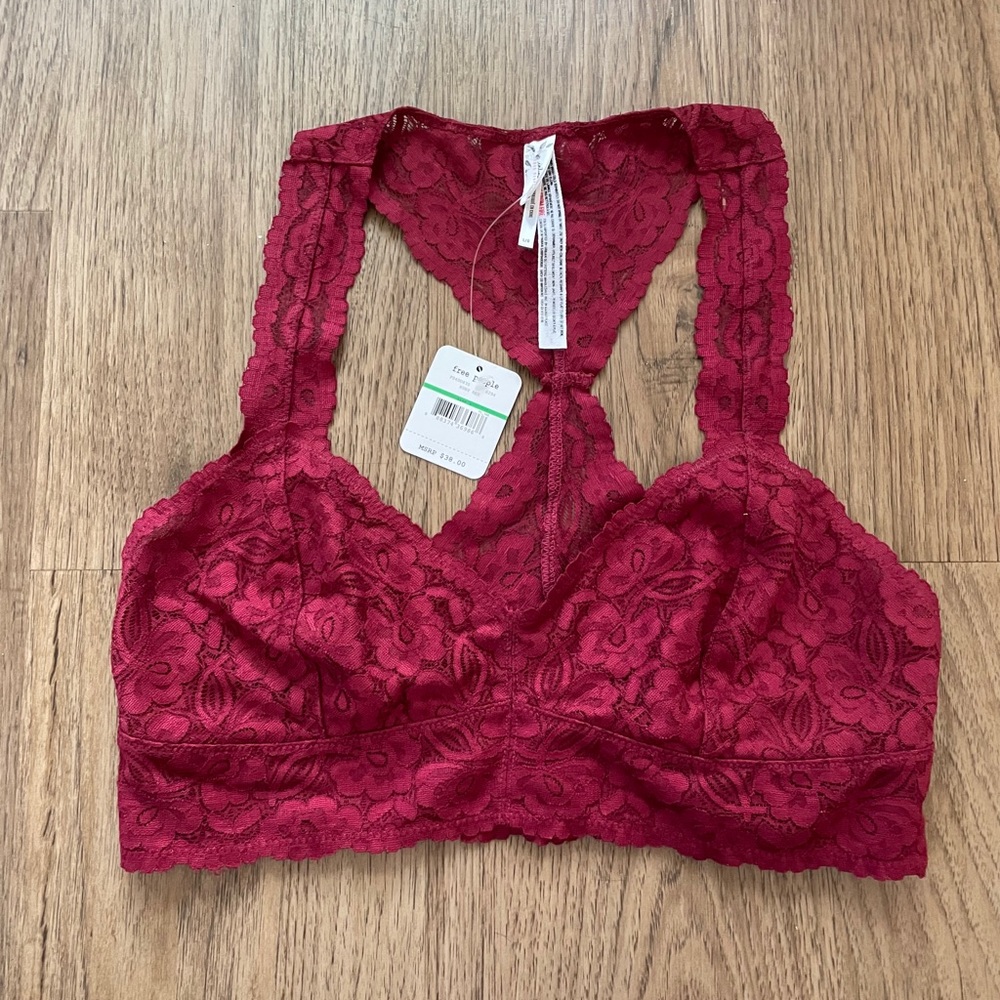 NWT Free People Intimately ruby lace bralette sz L